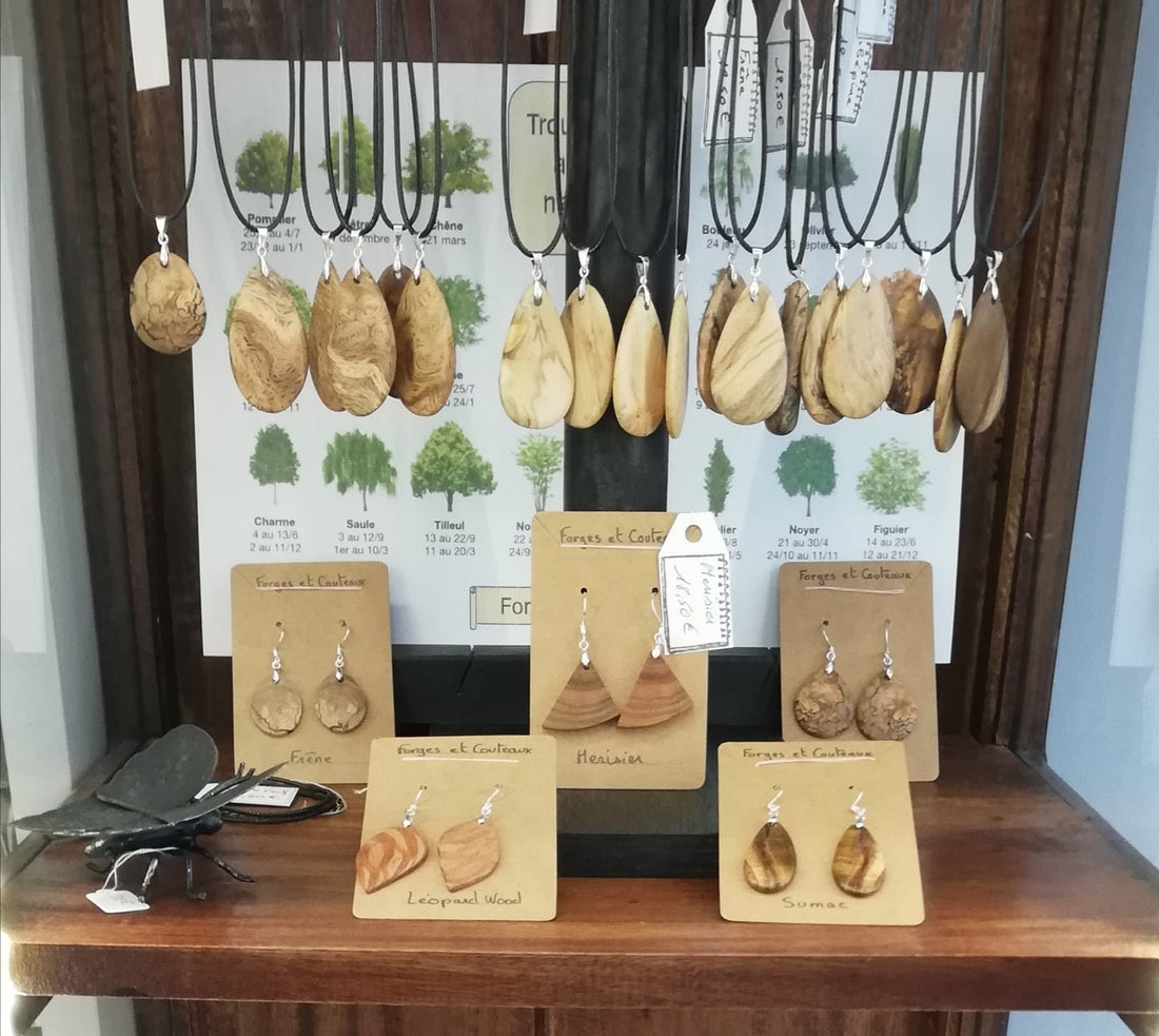 Boucles d'oreilles en bois faites main